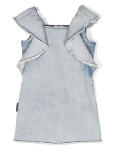 blue stretch-cotton denim stonewashed ruffled detailing fringe detailing square neck short sleeves logo tag We've partnered with Good On You — an independent agency that rates how brands perform in relation to their impact on the planet, people and animals, with a multi-criteria rating simplified to a five points scale. In order to be awarded our conscious label, larger brands need to score a minimum of four out of five ('Good'), while smaller brands must score at least three out of five ('It's A Start'). This item comes from a brand rated three out of five ('It's A Start') by Good on You at the time it was added on FARFETCH. Please note, this is a brand-level rating and does not guarantee that this product is made with conscious materials. Learn more about what makes a product Conscious o