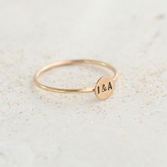 personalized initial ring. SOLID 14K GOLD tiny letter stacking Personalized Initial Ring, Make Up Gold, With Best Friend, Best Friends Sister, Best Friend Couples, Gold Stacking Ring, Letter Ring, Initial Ring, Gold Ring Stack