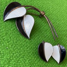 Rare Mid Century Modern Vintage Albert Scharning Sterling Silver Guilloche Enamel Norway Pin Earrings Set The Black White Unusual Colored Set Has A Gold Wash Each Piece Is Marked A Sch 925 S Guilloche Enamel, Pin Earrings, Gold Wash, Earrings Set, Modern Vintage, Norway, The Black, Century Modern, Earring Set