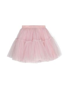 light pink tulle netting layered voluminous skirt gathered detailing ruffled detailing cotton lining elasticated logo waistband Pink Tulle Full Skirt Bottoms, Pink Tulle Full Skirt, Pink Full Tulle Skirt Bottoms, Spring Mini Skirt In Tulle, Spring Balletcore Tutu Dress With Ruffles, Tulle Mini Skirt With Lining, Spring Mini Tulle Petticoat Skirt, Tulle Tiered Mini Skirt For Spring, Tiered Tulle Mini Skirt For Spring