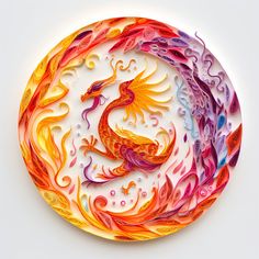 a colorful paper plate with a dragon on it