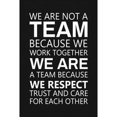 we are not a team because we work together we are a team because we respect trust and care for each other