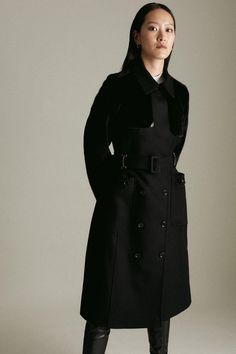 This Beautiful Coat Is From By Lydia Autumn '21: The Heritage Collection, The Third Collection Designed By Lydia Millen With Karen Millen.Embrace The Timeless Military Trend With This Belted Design. Crafted From Italian Virgin Wool Trimmed With Faux-Fur Panels, The Double-Breasted Style Lends A Sense Of Polish To Any Occasion. Accented With Buttoned Patch Pockets And Brass Hardware. Lydia Millen, Military Trends, Belted Coat, Heritage Collection, Double Breasted Coat, Karen Millen, Faux Fur Coat, Fashion Face, Double Breasted