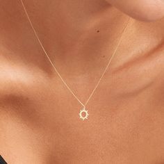 Add the sunshine to your look and shine from day till night. A chance to cherish the loveliest memories you shared with your loved ones. Choose your own day, gift in your own way on a birthday, your special day or a sunny Friday. D E T A I L S   * Made to Order. * 100% 14k Solid Gold * Choice of Gold Color: Yellow Gold, Rose Gold, White Gold * Pendant Height: 12 mm / 0.47 inch *  Pendant Width: 11 mm / 0.43 inch * Length: 14", 16", 18", 20", 22" (Got a little note that can help you in the photos Dainty Round Jewelry With Sun Design, Dainty Sun Design Jewelry For Everyday Wear, Dainty Sun Design Jewelry For Everyday, Dainty Everyday Sun Design Jewelry, Everyday Round Sun Design Jewelry, 14k Yellow Gold Jewelry With Sun Design, 14k Yellow Gold Sun Design Jewelry, Everyday Yellow Gold Jewelry With Sun Design, Everyday Yellow Gold Sun Design Jewelry