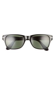 A smooth rectangular shape and smoky lenses give these Italian-made sunglasses a pure glam vibe. 55mm lens width, 19mm bridge width, 145mm temple length 100% UV protection Acetate Made in Italy Sleek Rectangular Sunglasses With Polarized Lenses, Sleek Rectangular Polarized Sunglasses, Classic Rectangular Polarized Sunglasses, Classic Rectangular Sunglasses With Tinted Lenses, Rectangular Sunglasses, Black Green, Uv Protection, Rayban Wayfarer, Square Sunglass