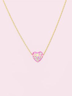 Heart Crystal Necklace | Sassy Shortcake | sassyshortcake.com Trendy Heart Pendant Charm Necklaces For Party, Trendy Gold Jewelry With Heart Print, Party Heart Pendant Necklace With Adjustable Chain, Heart Pendant Necklace With Adjustable Chain For Party, Party Heart Necklace With Adjustable Chain, Adjustable Heart Pendant Necklace For Party, Pink Heart Necklace For Party, Rose Gold Heart Charm Necklace For Party, Dainty Heart Charm Necklaces For Party