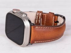 Genuine Leather Burnished Tan Band for Apple Watch Apple Watch Series 1, Brown Leather Strap, Apple Watch Band, Apple Watch Series, Apple Watch Bands, Watch Band, Full Grain Leather, Tan Leather, Apple Watch