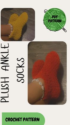 the crochet sock pattern has been made with yarn