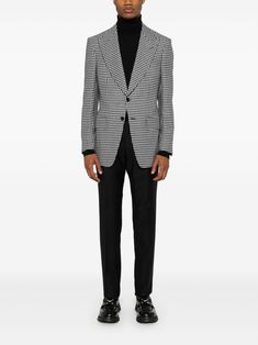 TOM FORD single-breasted Houndstooth Blazer - Farfetch Formal Long Sleeve Tweed Jacket With Houndstooth Pattern, Tailored Houndstooth Tweed Jacket For Business, Formal Houndstooth Tweed Jacket With Lapel Collar, Formal Outerwear With Houndstooth Pattern And Suit Collar, Formal Houndstooth Outerwear With Suit Collar, Formal Houndstooth Pattern Outerwear With Suit Collar, Elegant Houndstooth Blazer With Notch Lapel, Elegant Houndstooth Sport Coat With Lapel Collar, Houndstooth Pattern Suits With Long Sleeves