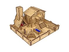 a wooden model of an ancient house