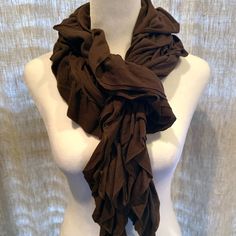 Katie Todd Long Soft Chocolate Brown Ruffled Scarf Frilly Shawl Brand New With Tags~ Excellent Condition Notes: See All Photos Of Item As They Are Part Of The Description. Please Contact Me With Any Questions Before Purchase. I'm Happy To Answer All Questions! Brand: Katie Todd Color: Chocolate Brown Size: Approx.11” X 72” Material: 100% Polyester Care: Hand Wash Cold. Do Not Twist Or Wring. Non-Chlorine Bleach. Reshape. Flat Dry. Cool Iron If Needed. Style# J2009 Rn# 25017 Make Me An Offer! All Ruffle Scarf, Color Chocolate, I'm Happy, Chocolate Brown, Scarf Wrap, Scarf Accessory, Shawl, Hand Wash, Women Accessories