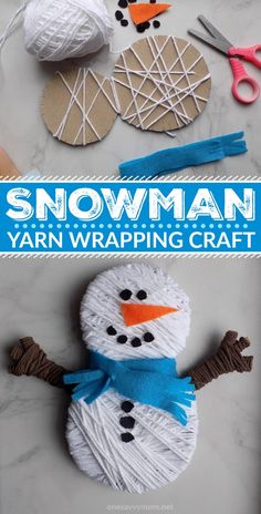 yarn wrapped snowman craft for kids to make