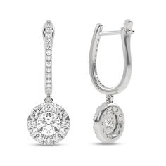 Elevate your style with these captivating Round Halo Drop Earrings. The round center diamond is surrounded by a halo of smaller diamonds, creating a dazzling display of brilliance. Crafted in solid gold, these earrings are a testament to Verlas' commitment to craftsmanship. Dazzling Diamond Cluster Earrings With Halo, Elegant Diamond Cluster Earrings With Halo Detail, Elegant Diamond White Cluster Earrings With Halo Setting, Elegant Diamond Cluster Earrings With Halo, Dazzling Diamond Halo Cluster Earrings, Diamond White Halo Earrings In Cubic Zirconia, Elegant Halo Cubic Zirconia Diamond Earrings, Elegant Cubic Zirconia Halo Diamond Earrings, Halo Diamond White Earrings In Cubic Zirconia