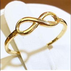 New 4k Yellow Gold Infinity Ring Band 3 4 5 6 7 8 9 10 Adjustable Infinity Ring For Formal Occasions, Elegant Adjustable Infinity Stackable Rings, Formal Stackable Infinity Jewelry, Classic Infinity Rings As A Gift, Classic Infinity Rings As Gift, Classic Infinity Ring As A Gift, Classic Infinity Ring As Gift, Formal Infinity Stackable Rings, Classic Adjustable Infinity Jewelry