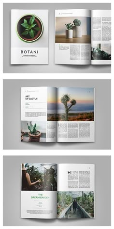 an open magazine with plants in it