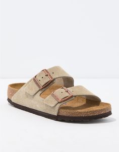 Birkenstock Women's Arizona Soft Footbed Sandal Light Brown Birkenstocks, Casual Cork Footbed Sandals With Branded Insole, Comfortable Beige Footbed Sandals With Textured Footbed, Beige Leather Sandals With Cushioned Footbed, Beige Leather Footbed Sandals With Cushioned Sole, Beige Leather Cushioned Footbed Sandals, Beige Suede Cushioned Footbed Sandals, Beige Suede Footbed Sandals With Cushioned Footbed, Comfortable Cork Slides With Textured Footbed