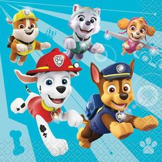 the paw patrol characters are flying through the air