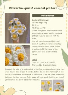 the instructions for crochet flowers are shown