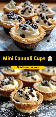 mini cannoli cups with cream cheese and chocolate chips