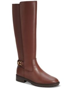 COACH Women's Faith Knee High Lug Sole Riding Boots - Macy's Coach Boots, Black Riding Boots, Thick Socks, Women Of Faith, Rubber Heels, Lug Sole, Dress With Boots, Riding Boots, Black Boots