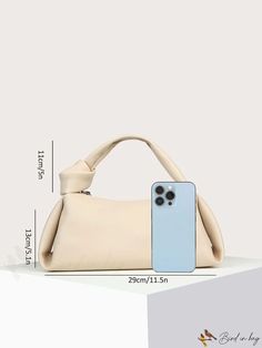 BirdinBag - Stylish Top Handle Bag with Elegant Knot Detail Elegant Pattern, Baguette Bag, Chic Top, Bag Bag, Handle Bag, Style Elegant, Apricot, Top Handle, Baby Blue