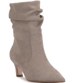 From Jessica Simpson&#x2C; the Vyluna Slouch Suede Kitten Heel Booties feature:Faux suede upperPull on designSynthetic liningRubber outsoleApprox. 8.3" shaft heightApprox. 12.2" shaft circumferenceApprox. 2.2" heel heightImported. Kitten Heel, Dillard's, Jessica Simpson, Boot Shoes Women, Faux Suede, Bootie Boots, Kitten Heels, Shoe Boots, Kittens