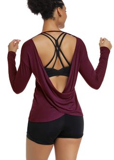 PRICES MAY VARY. Lightweight and soft Modal fabric, skin-friendly, breathable, great for sports. Open Cross back design shows your beautiful back,Layers easily and gives you room to breathe,perfect for workout and yoga sports Occasion: casual outtings, yoga workout clothes, perfect for everyday wear, sports, travel, beach, casual daily wear,holiday, leisure, basic. Machine washable,easy to care,The clothes will be more supple after washing NOTICE: Please Check the Size Chart in the Description B Curvy Workout Outfit, Workout Looks, Back Layers, 2024 Clothes, Yoga Workout Clothes, Exercise Clothes, Portfolio Project, Long Sleeve Workout Shirt, Gymwear Outfits