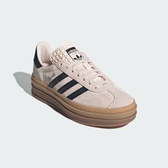 adidas Gazelle Bold Shoes - Pink | Women's Lifestyle | adidas US Adidas Beige Leather Sneakers, Gazelle Bold Shoes, Black Gazelles, Adidas Gazelle Bold, Gazelle Shoes, Gazelle Bold, Muted Palette, Diy Sandals, Bold Shoes