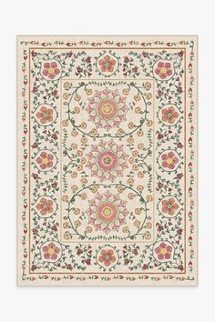 Reminiscent of an English garden, our Suzani Coral Rug is perfect for your home's traditional, country cottage, or shabby chic interior. Elegant and rustic, this green and orange floral rug features a bordered design with delicately drawn flower petals and vines in coral, yellow, and sage green on muslin. . Ruggable runner rugs are perfect for entryway, bathroom, kitchen and outdoors. Our rugs are pet friendly, kid friendly and easy to machine wash. Ruggable - Washable Rug Cover & Pad | Suzani C Swiss House, Coral Rug, Ruggable Rug, Shabby Chic Interiors, Area Rug Runners, Rug Stain, Classic Rugs, Washable Rug, Yellow Rug