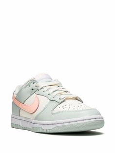 Nike Dunk Low Sneakers "Barely Green" - Farfetch Pastel Sneakers With Rubber Sole For Streetwear, Pastel Nike Lace-up Sneakers, Pastel Custom Sneakers For Streetwear, Custom Casual Pastel Sneakers, Pastel High-top Sneakers For Streetwear, Sporty Pastel Sneakers For Streetwear, Pastel High-top Custom Sneakers For Streetwear, Casual Pastel High-top Custom Sneakers, Pastel Lace-up Custom Sneakers For Streetwear