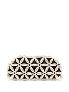 pearl clutch bag from 0711 featuring black, pearl detailing and top clasp fastening. | 0711 Pearl Clutch Bag Pearl Clutch Bag, Yellow Clutch, Beaded Clutch Bag, Pearl Clutch, Barrel Bag, Beaded Clutch, Leather Clutch Bags, Blue Pearl, Black Pearl