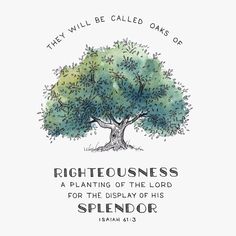 a tree with the words righteousness on it and an image of a bible verse