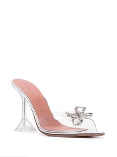 Amina Muaddi Rosie 95mm Transparent Mules - Farfetch Formal Silver Sandals With Clear Strap, Glamorous Silver Heels With Clear Strap, Amina Muaddi Rosie, Mule Heels, Heel Mules, Amina Muaddi, Iconic Bags, Demi Fine Jewelry, Loafer Mules