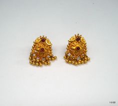 Vintage 22kt gold earrings earring pair from rajasthan india. great handmade design good for jewelry collection. Note - please check pictures carefully for more details. Size - 2.2/1.4 cm Weight - 5.820 grams. Metal - 22kt yellow gold. 2 Grams Gold Ear Rings, Ceremonial Bridal Earrings In 22k Gold Temple Jewelry Style, Ceremonial 22k Gold Bridal Earrings In Temple Jewelry Style, 22k Gold Bridal Earrings In Temple Jewelry Style, Ceremonial 22k Gold Bridal Earrings Temple Jewelry, Traditional 22k Gold Bridal Earrings, Hallmarked 22k Gold Temple Bridal Earrings, Ornate 22k Gold Earrings With Latkans, Ornate 22k Gold Jhumkas For Festivals