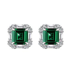 PRICES MAY VARY. - PREMIUM QUALITY - These big emerald green square stud earrings are plated with high quality white gold over 925 sterling silver, hypoallergenic for sensitive skin. The cubic zirconia gemstones are hand-selected 5A quality, clean and similar shining as real diamonds. Made to last and designed to NEVER look cheap. - NOTICEBALE SIZE - The size of these big halo SQUARE birthstone earrings is 10.5 * 10.5mm, secured by four prongs, main emerald green gemstone width 7*7mm. - REAL IMA Birthstone Earrings Studs, Popular Earrings, Emerald Green Earrings, Real Images, Halo Stud Earrings, Green Square, Birthstone Earrings, Halo Earrings Studs, Square Earrings Studs