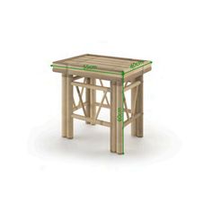 a wooden table with measurements for the top and bottom section, on a white background