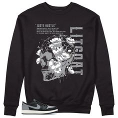 Jordan 1 Low Shadow Sweatshirt Hustle Skull Graphic Skull Graphic