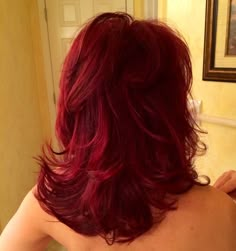 Cool Hairstyles For Layered Hair, Box Dyed Red Hair, Deep Red Layered Hair, Red Hair Layers Short, Darkish Red Hair, Dyed Hair Full Head, Layered Long Red Hair, Deep Vibrant Red Hair, Haircuts With Red Hair