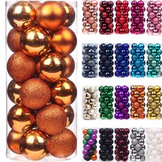 assorted christmas balls and beads in plastic package