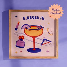 an image of a painting with the words libra on it and various objects around it