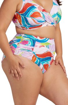 A powermesh lining provides comfortable support in bikini bottoms designed with a colorful print and full back coverage perfect for sunny pool days. Full back coverage Powermesh lining 82% recycled nylon, 18% elastane Hand wash, line dry Imported This product meets Nordstrom Sustainably Sourced Materials criteria: contains at least 30% sustainably sourced materials Multicolor Tie-side Tankini For Pool, Multicolor Tie-side Bottom Tankini For Pool, Beachy Multicolor Bottoms For Beachwear, Beachy Multicolor Bottoms For Sunbathing, Multicolor Tropical Print Bottoms For Poolside, Multicolor Tie-side Swimming Bottoms, Tropical Multicolor Bottoms For Pool, Multicolor Uv Protection Swimwear For Beach Party, Multicolor Beachwear Bottoms For Pool