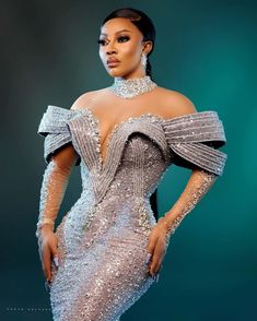 Silver Mermaid Prom Dress, Aso Ebi Wedding, Prom Dress Beaded, Engagement Gowns, Gala Gown, Woman Birthday Party, Mermaid Prom Dress, Silver Mermaid, Beaded Prom Dress