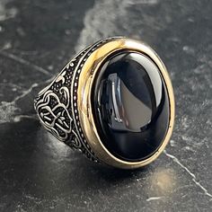 Handmade Oval Black Onyx Gemstone Ring , Silver Floral Patterned Ring , Elegant Jewelry for Wedding , Sterling Silver Jewelry , Gift For Him , Same Day For Shipping ✧ Product Details * Handmade İtem * Gender : Male / Female * Material : 925K Sterling Silver * Ring Weight : 15.5 Grams * Gemstone Type : Black Onyx ✔ Usage Details * Silver jewelry is very sensitive to chemicals. It is recommended to keep away from chemical substances such as cream, bleach, deodorant, detergent. * Silver jewelry can Jewelry For Wedding, Gemstone Ring Silver, Ring Elegant, Onyx Gemstone, Ring Collections, Elegant Jewelry, Ring Silver, Rings Statement, Gemstone Ring