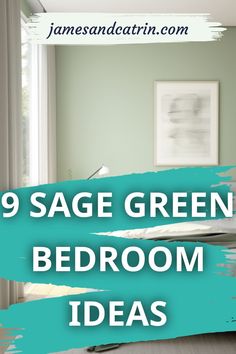 a bedroom with green paint on the walls