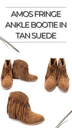 The Amos Ankle Booties will be your next staple piece! They feature a beautiful western fringe detail. Genuine suede Western stitch detailing 2.7 inch heel height 5.5 inch shaft height 12.5 inch shaft circumference Fits true to size. If between sizes, size up. 7 Inch Heels, Western Shoes, Western Ankle Boots, Fringe Booties, Tan Suede, Ankle Bootie, Staple Pieces, Ankle Booties, Bootie