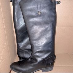 Never Worn, Leather Black Leather-sole Boots For Walking, Black Rugged Waterproof Boots For Work, Black Rugged Waterproof Workwear Boots, Black Western Boots With Leather Footbed, Black Waterproof Boots With Leather Sole And Snip Toe, Black Leather Moto Boots For Walking, Classic Moto Boots With Leather Lining For Outdoor, Western Style Black Waterproof Boots, Classic Closed Toe Moto Boots With Leather Lining