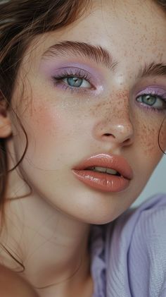 Eyeshadow Inspo Colorful, Makeup Eyeshadow Purple, Eye Makeup Purple Natural, Bright Eye Makeup Natural, Makeup Colorful Creative, Subtle Colorful Makeup, Tangled Inspired Makeup, Eye Makeup Ideas Colorful, Lavender Makeup Aesthetic