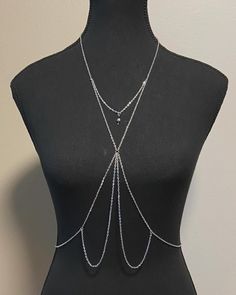 Body Chain Jewellery, handmade in steel plated white gold and accent beads. (Style name "Alexandra") one size fits most (xs-l)  Comes with an adjustable neck and waist chain. Adjustable Delicate Chain Jewelry For Festival, Adjustable Delicate Chain Body Jewelry For Festival, Adjustable Silver Waist Chain As Gift, Adjustable Silver Waist Chain For Gift, Adjustable Chain Body Jewelry For Festivals, Adjustable Delicate Chain Body Jewelry As Gift, Adjustable Delicate Chain Body Jewelry For Gift, Adjustable Delicate Chain Body Jewelry For Wedding, Adjustable Chain Necklace For Festivals