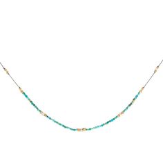 Love this one. Is it just us or are you craving something a little more lavish to pull out of your jewelry box? Delicate faceted orbs of turquoise interspersed with spacers of sterling silver and 24 karat gold vermeil sit proudly at your throat chakra creating an elegant yet casual, everyday look. This necklace was designed to be wor Adjustable Gold Turquoise Necklace With Round Beads, Gold Turquoise Necklace With Round Beads, Spiritual Faceted Beads Jewelry For Meditation, Spiritual Single Strand Amazonite Jewelry, Amazonite Gemstone Beaded Jewelry, Amazonite Necklace With Faceted Beads For Gifts, Spiritual Amazonite Gemstone Beads Jewelry, Spiritual Amazonite Jewelry With Gemstone Beads, Hand-strung Turquoise Sterling Silver Jewelry