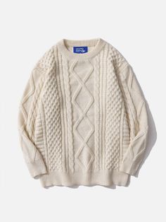 Casual Pullover Sweater, Mode Grunge, Cable Knit Sweater Womens, Aelfric Eden, Oversized Sweater Women, Vintage Pullovers, Woven Sweater, Solid Sweaters, Oversize Knit